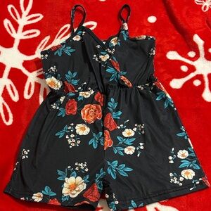 Floral Black Romper